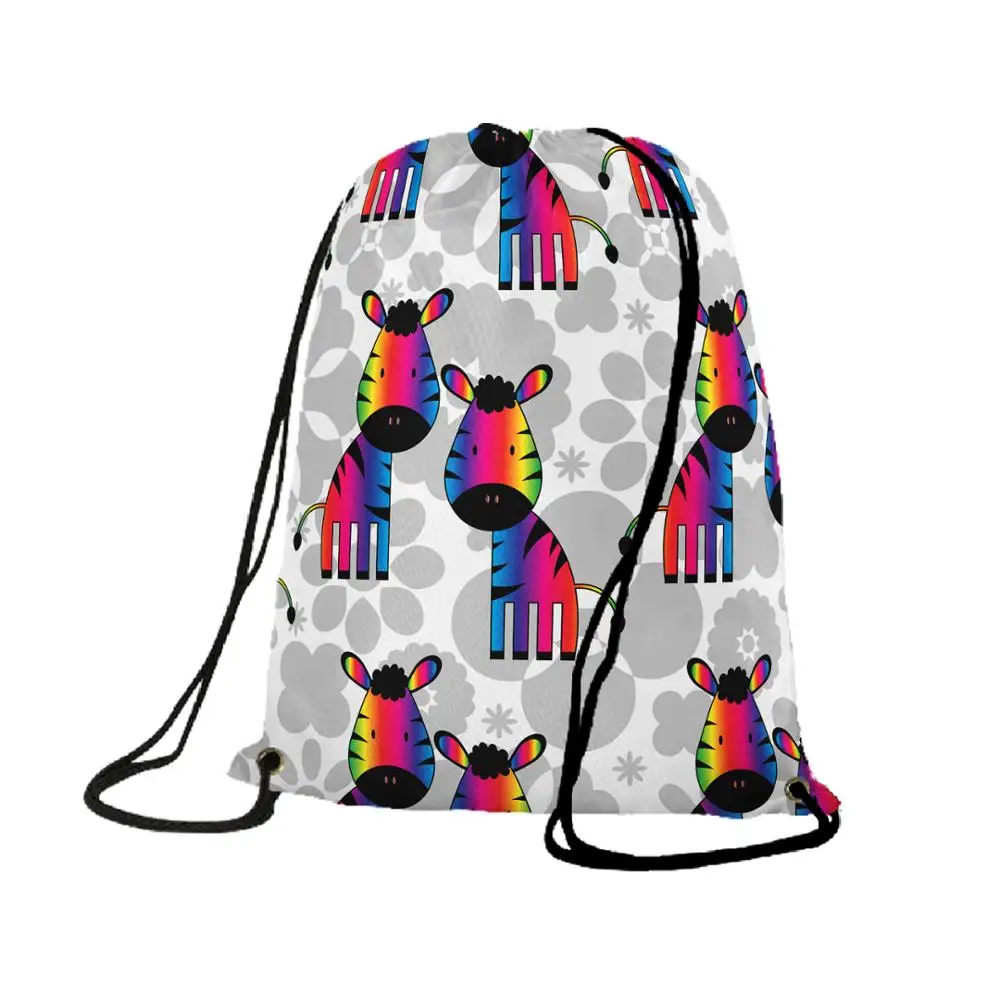 Custom Cheap Price Promotion Bags Cartoon Animals Pattern Design Yourself Polyester Drawstring Backpack customizable