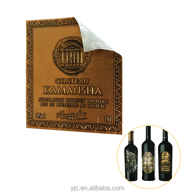 Aluminum foil waterproof metal wine label for bottle