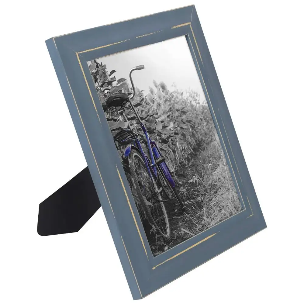 
Americanflat 2 Pack - 8x10 Blue Rustic Picture Frames - Built-in Easels - Wall Display - Tabletop Display 