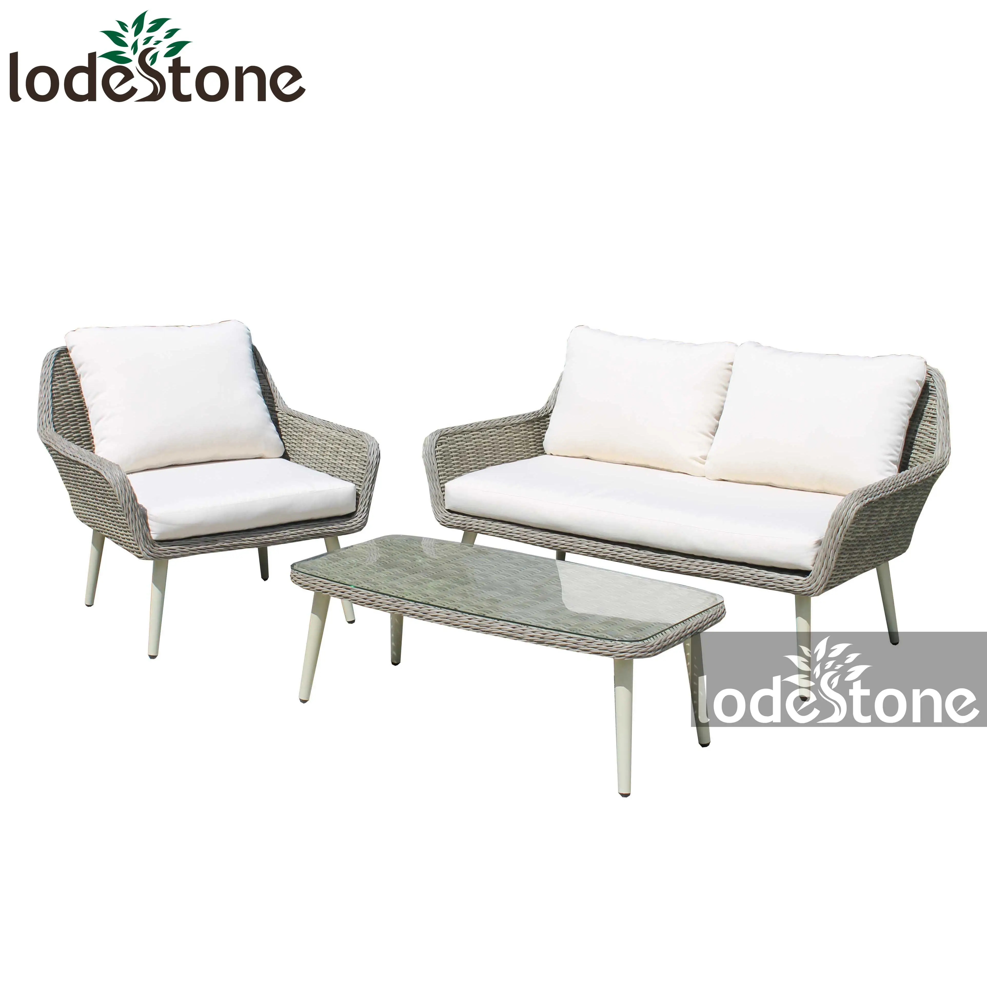 Fashion KD feet cane wicker modular sofa poly rattan outdoor furniture