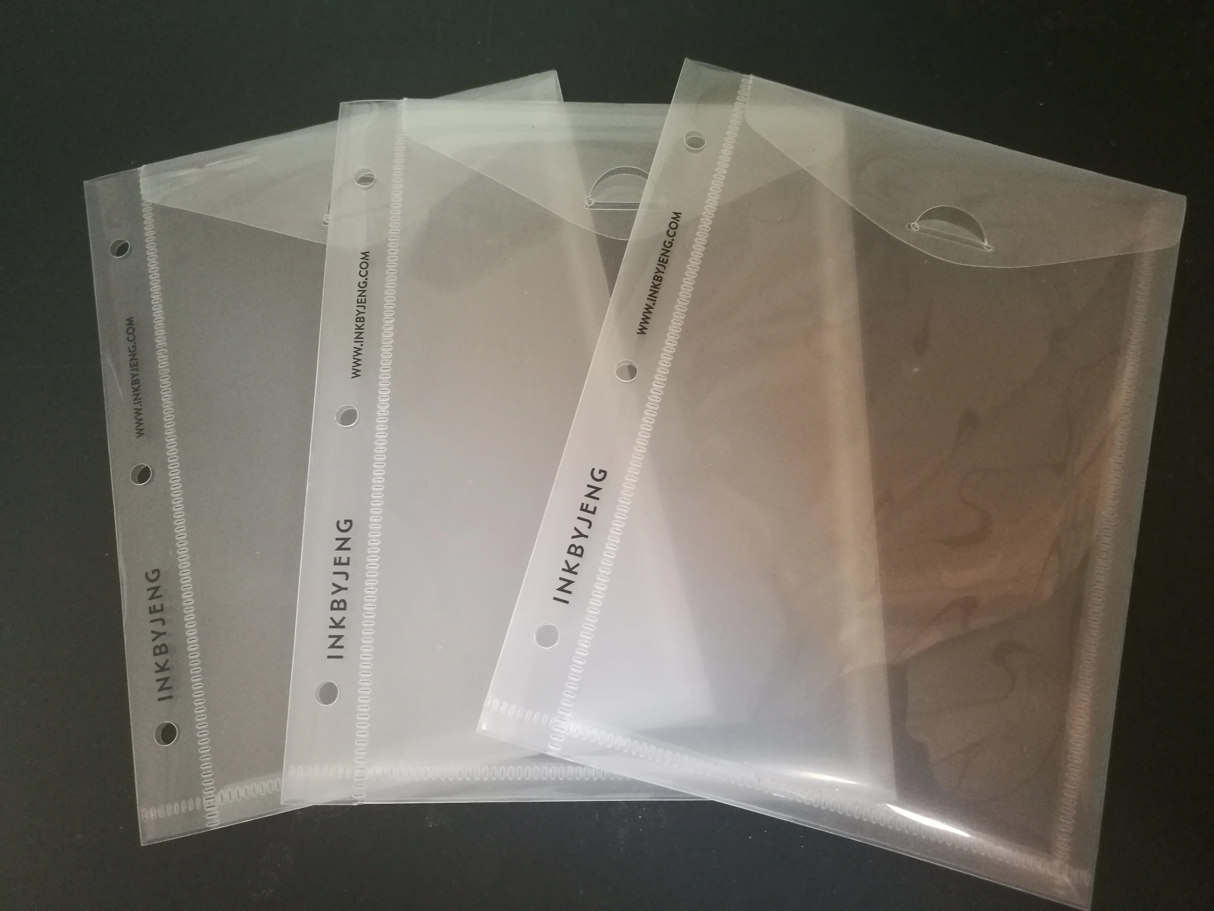 
3 Holes Punch Peachy Folders Clear poly Sheet Protectors document bag 