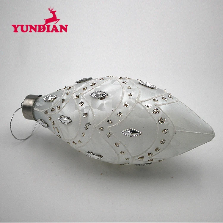 Factory Wholesale Different Shape Elegant White Glass Christmas Ball for Wedding and Holiday Hanging Decoration