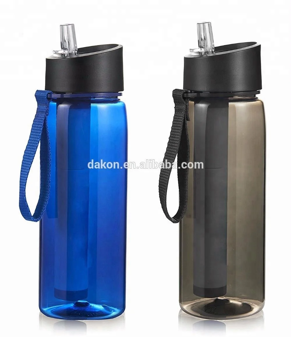  Water Filter Bottle 2-Stage Integrated Personal Straw for Hiking Camping - BPA
