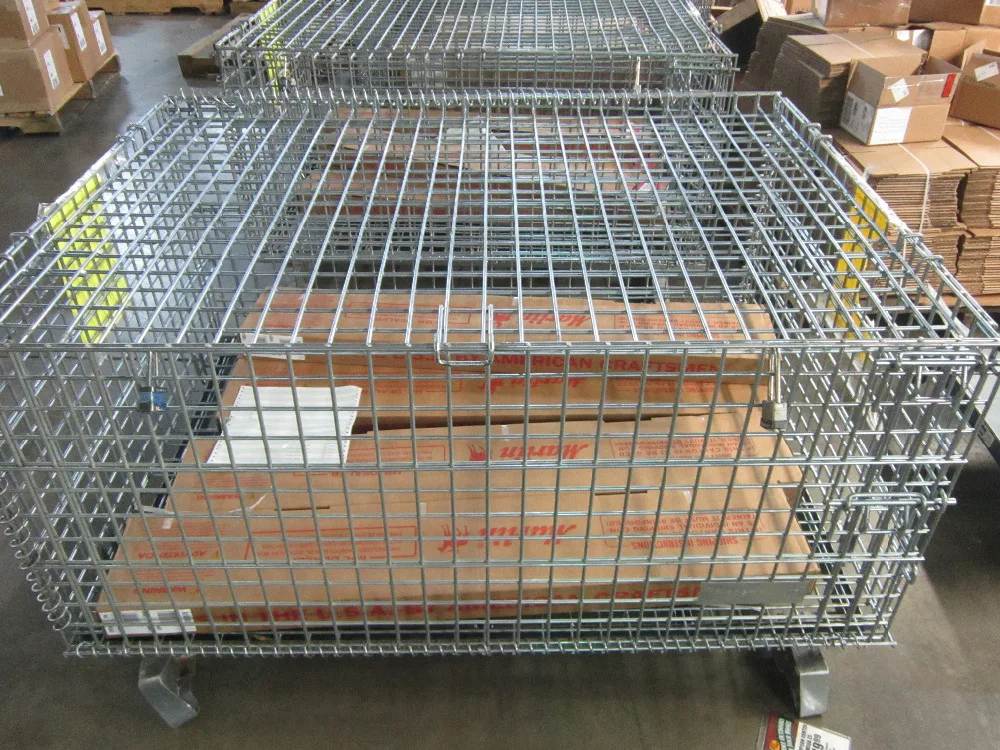 Galvanized Wire Mesh Cage/Wire Container Type Roll Trolley