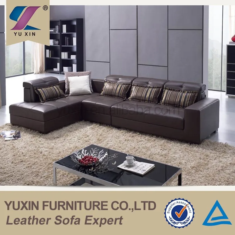 Набор кожаных диванов для гостиной/современный набор l-shape chesterfield