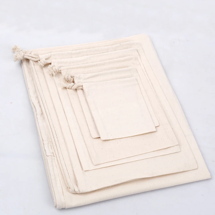 Nature Drawstring Cotton Pouch For Jewelry Muslin Bag canvas drawstring bag