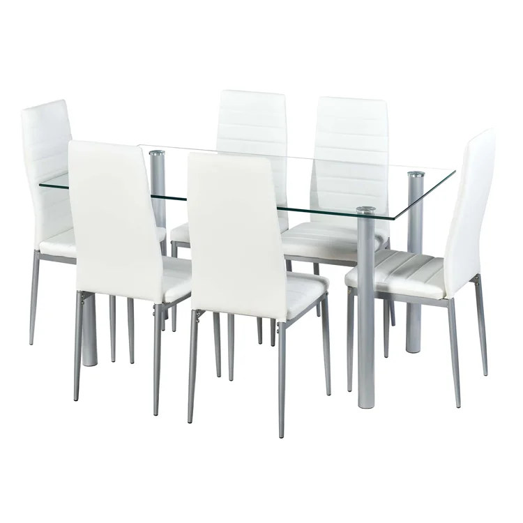 
 Современная низкая цена белый с кожей 4 стул обеденный набор стол   (60748748703)