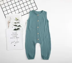 Baby Boy Romper Wholesale New solid bodysuit Simple Sleeveless Siamese baby clothes toddler clothing 163TP0628