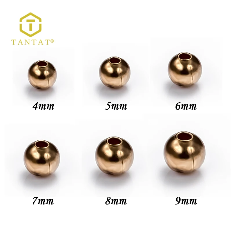 top quality 4mm 5mm 6mm 7mm 8mm 9mm Solid Drilled hole Loose Beads Jewelry Brass Beads