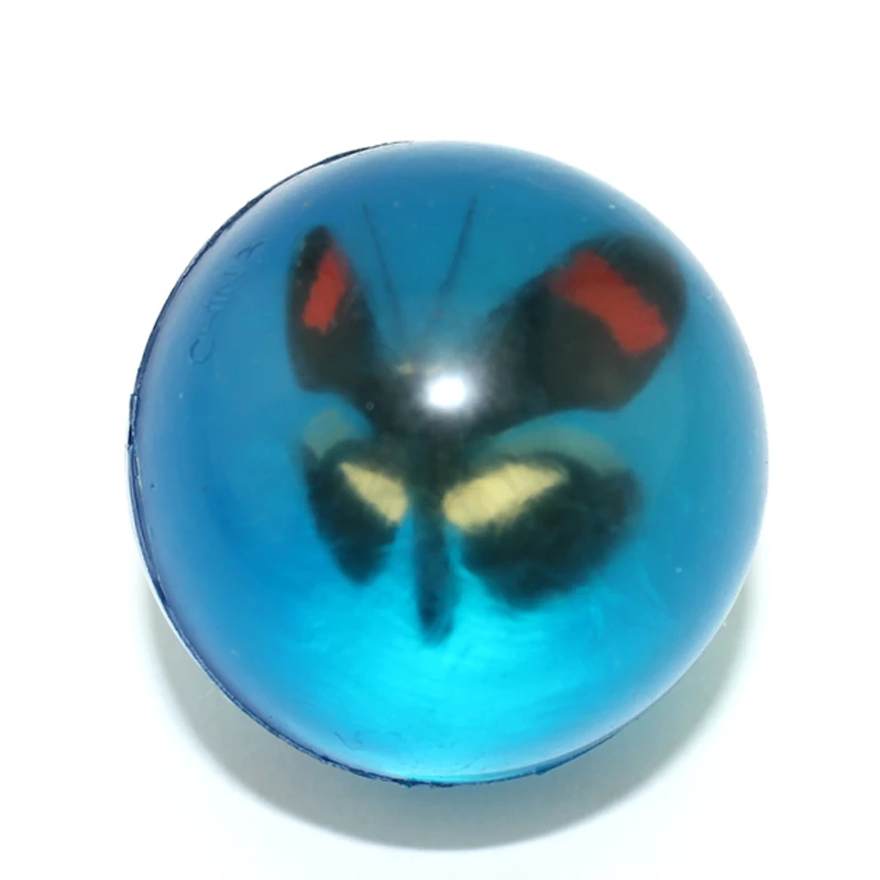 
transparent balls with 3D animals inside butterfly big rubber bouncy balls 