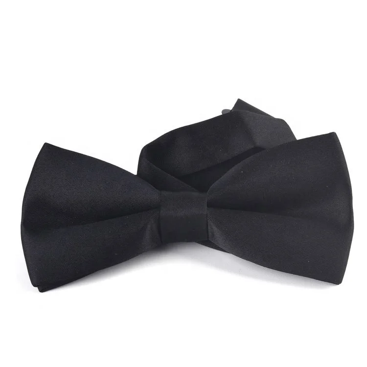 
Factory custom tuxedo bow tie with Polyester plaid black bowtie for men 