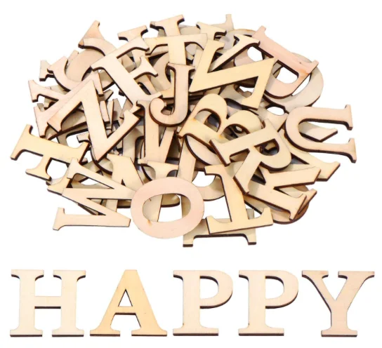 
52 Pieces Wood Letters Wooden Alphabets Letter Craft Pieces for DIY Wedding Display Decor 