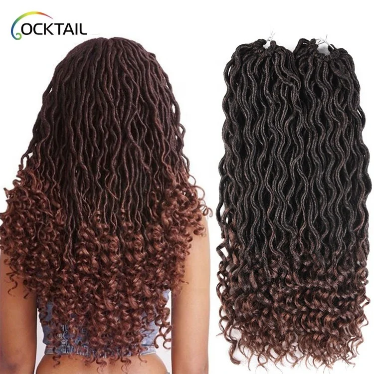 Curly Faux locs crochet hair extensions 26 inch goddess faux locs twist braid Ombre color