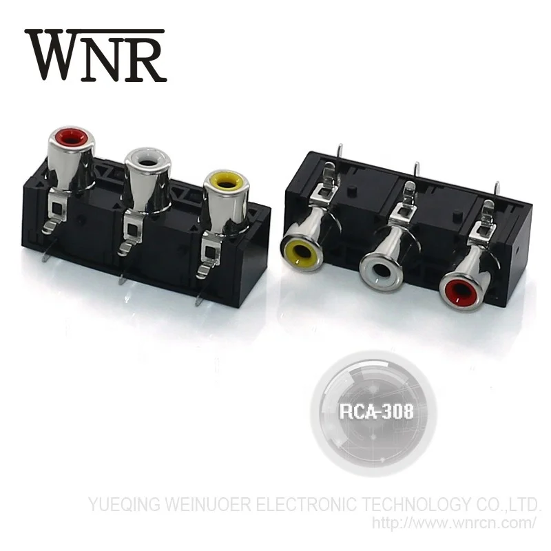 Cheap Factory Direct Sale WNRE 3 outlet rca connectors 6 pin RCA Jack for pcb mount