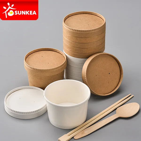 
Custom printed disposable hot soup bowls kraft paper soup cup 