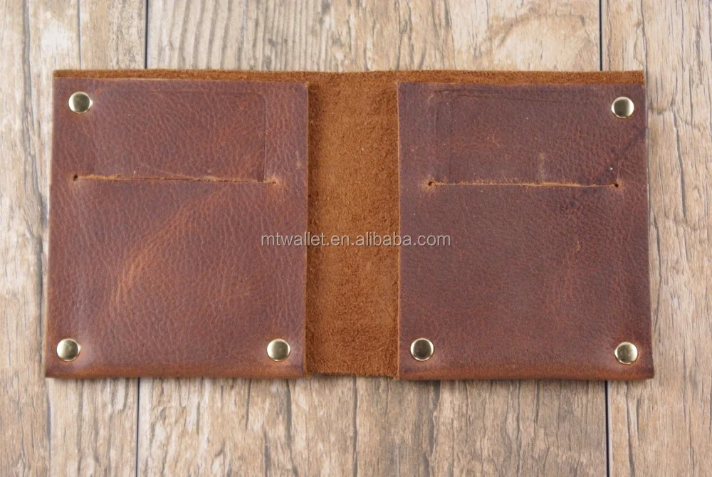 Full riveted minimalist Mexican leather wallets card holder in oil tanned cowhide leather full grain real leather wallet