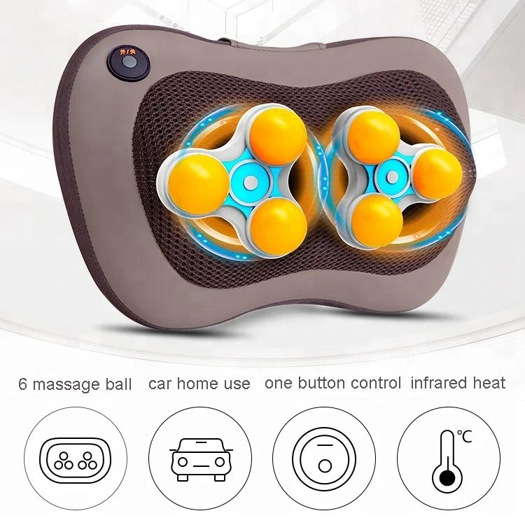 
Car home use electric roll heat deep kneading body head back shoulder neck infrared shiatus cushion massage pillow with heating 