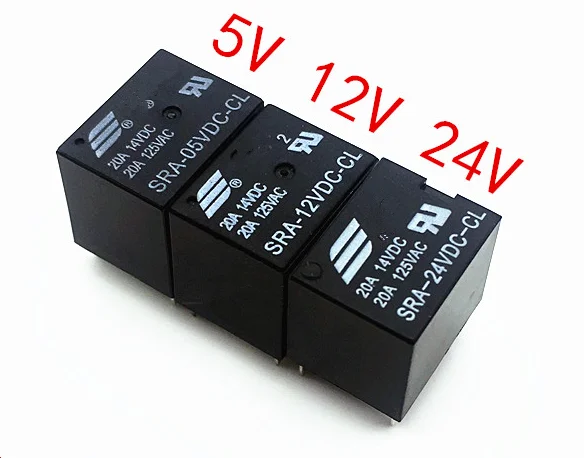 4Pin SRA- 05 12 24VDC-AL 5 В 24 постоянного тока 20A T74 силовое реле