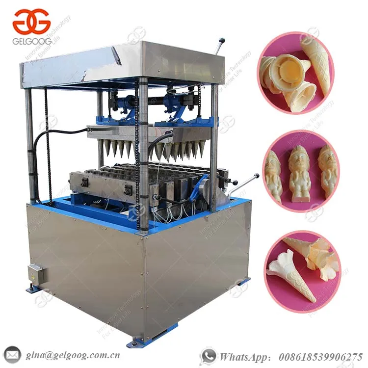 Low Price Flower Cup/Torch/Ox Horn Ice Cream Cone Making Machine with Testing Video