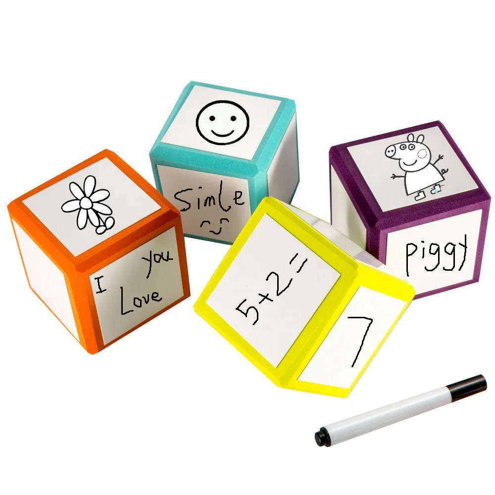 Custom Soft EVA Foam Cube Dice EVA Foam Dry Eraser Dice with Pen