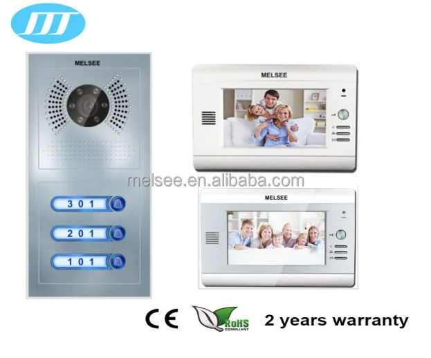 Direct Call video door phone system for 3 apartments, 7 inch video intercom, made by China famous manufacturer