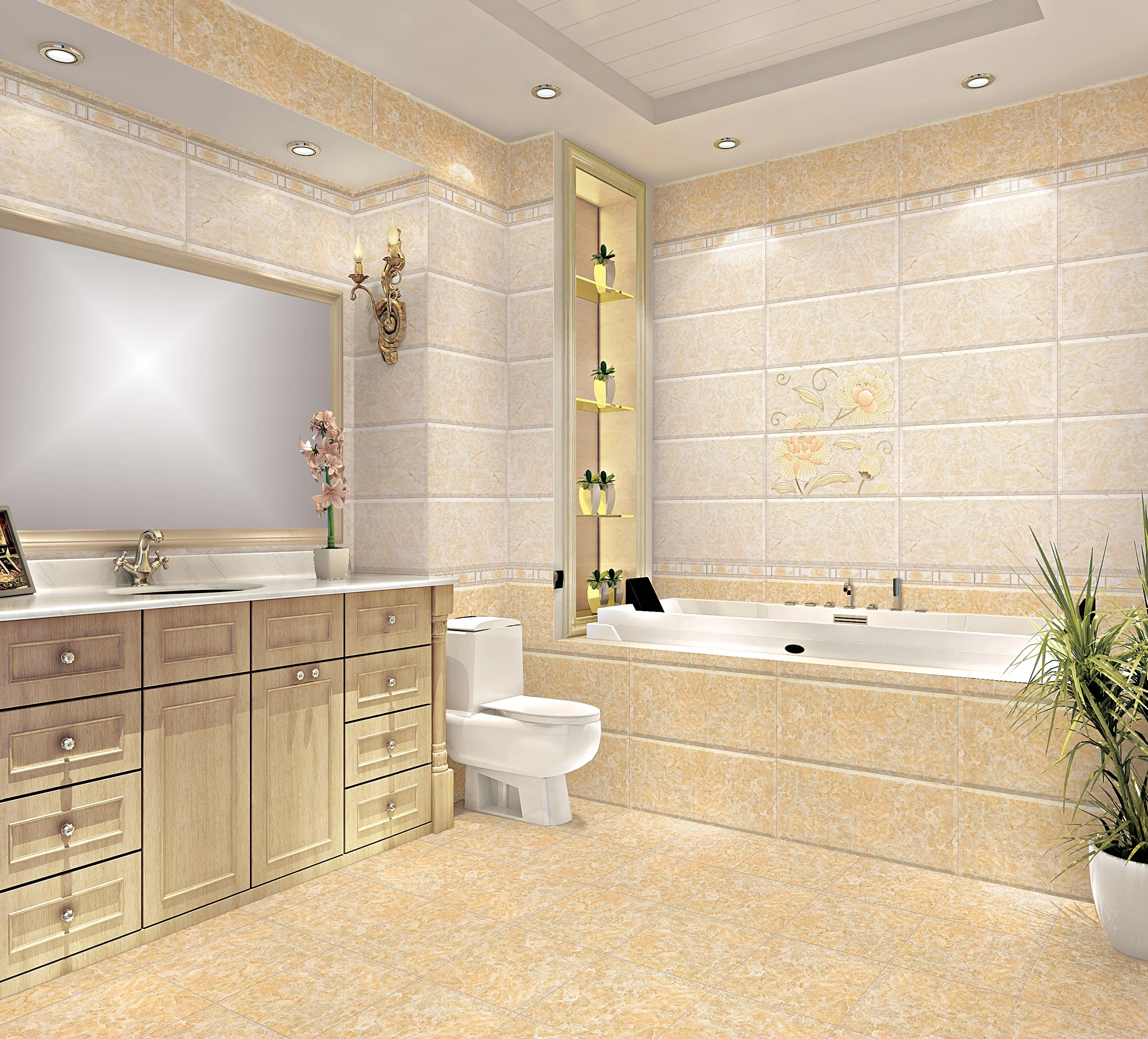 
Hot Sale Waterproof Bathroom Glazed Ceramic Wall Tile 30x60 