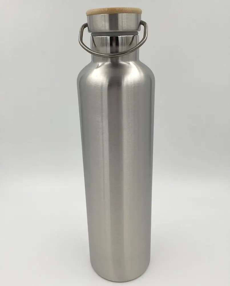 Standard mouth 350ml/500ml/600ml/750ml/1000ml stainless steel insulated sports water bottle with bamboo Lid