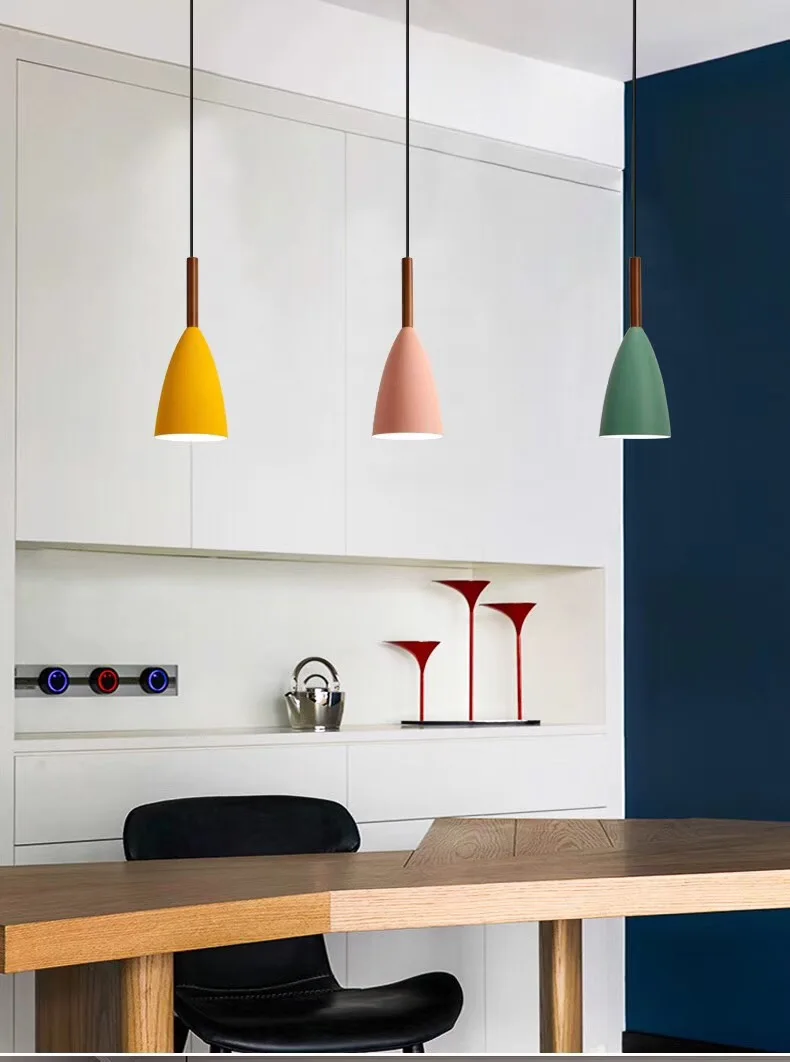 hot sell  macaron iron modern nordic decoration home hotel decorative e27 hanging led light fixtures