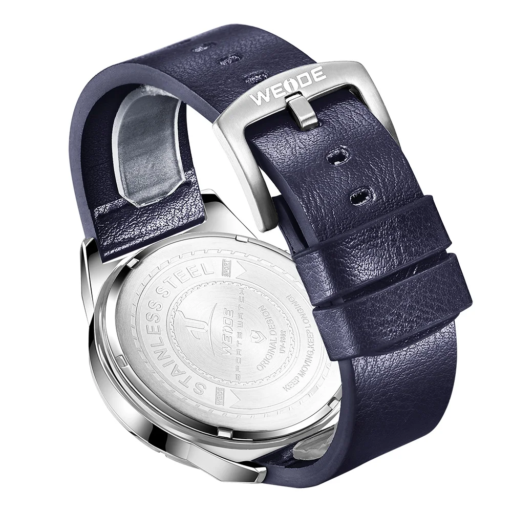 China Factory Supply Top Brand Leather Genuine Quartz Watch SR626SW Men Watch Original WEIDE Luxury