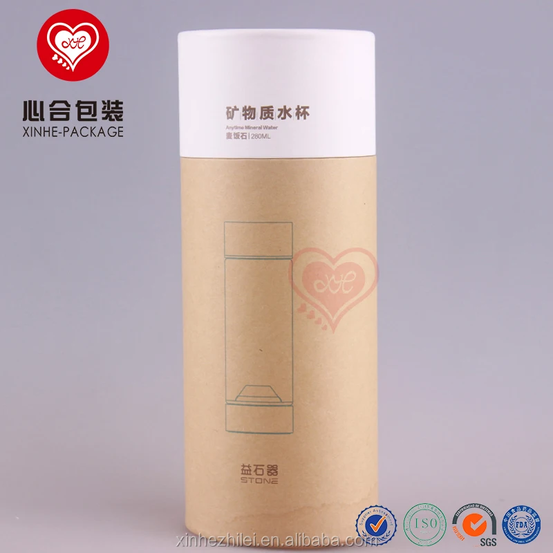 
8.5cm Diameter X 20cm Height round Kraft paper tube packing/Cylindrical paper single wine glass gift packaging box 