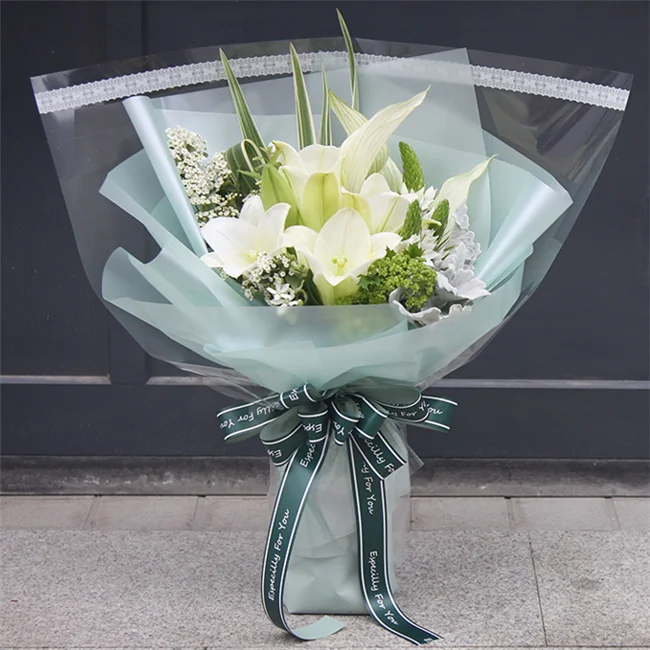 
Transparent BOPP laminated color silk Glass paper waterproof flower wrapping paper 