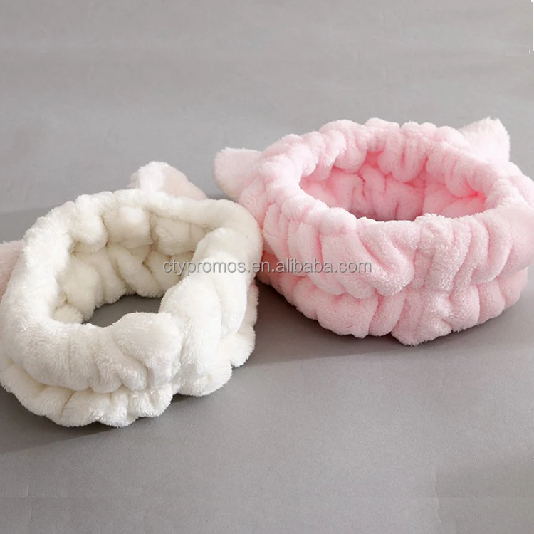 Fashion Spa Facial Headwraps Women Girls Makeup Hairband Plush Cute Cat Ear Headband Wash Face Cat Ear Hairband