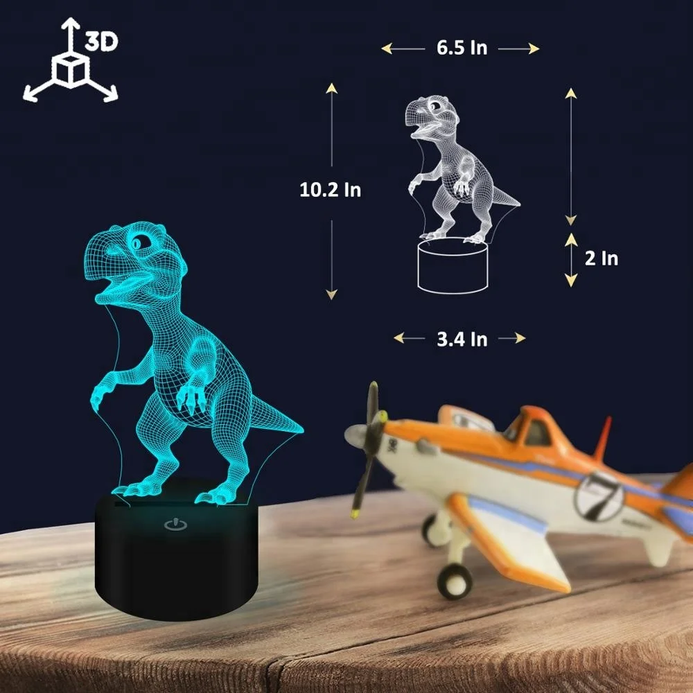 customize 3d illusion lamp FS-3197 led lamp 3d dino shaped light