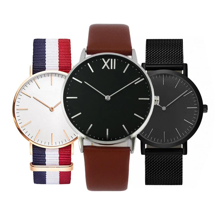 Cheap price OEM Minimalist Watch with Nylon and Leather Strap and Stainless Steel Mesh Band watches