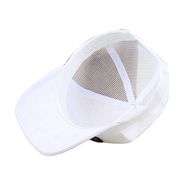 Low profile 5 panel custom embroidery white trucker hat