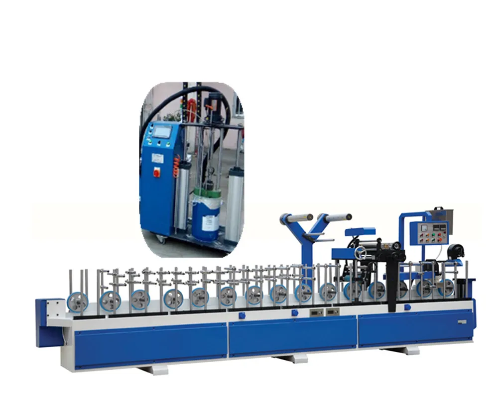
New design Hot and cold glue Profile Wrapping Machine for PVC and Veneer 
