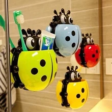 Cute Ladybug Insect Toothbrush Wall Suction Bathroom Sets Cartoon Sucker Toothbrush Holder / Suction Hooks