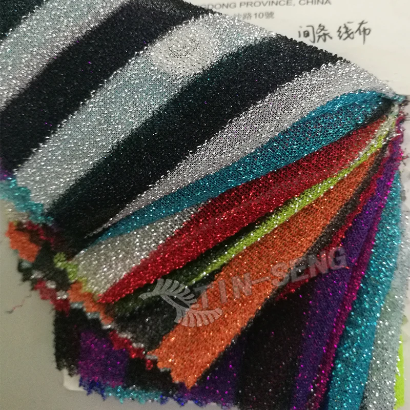 60g Polyester Knit Fabric , Black and White Classic Lurex Stripe Mesh , See Through Glitter Mesh Fabric for Dress
