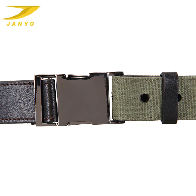 OEM factory wholesale belt PU leather canvas interlock buckle black belt for men