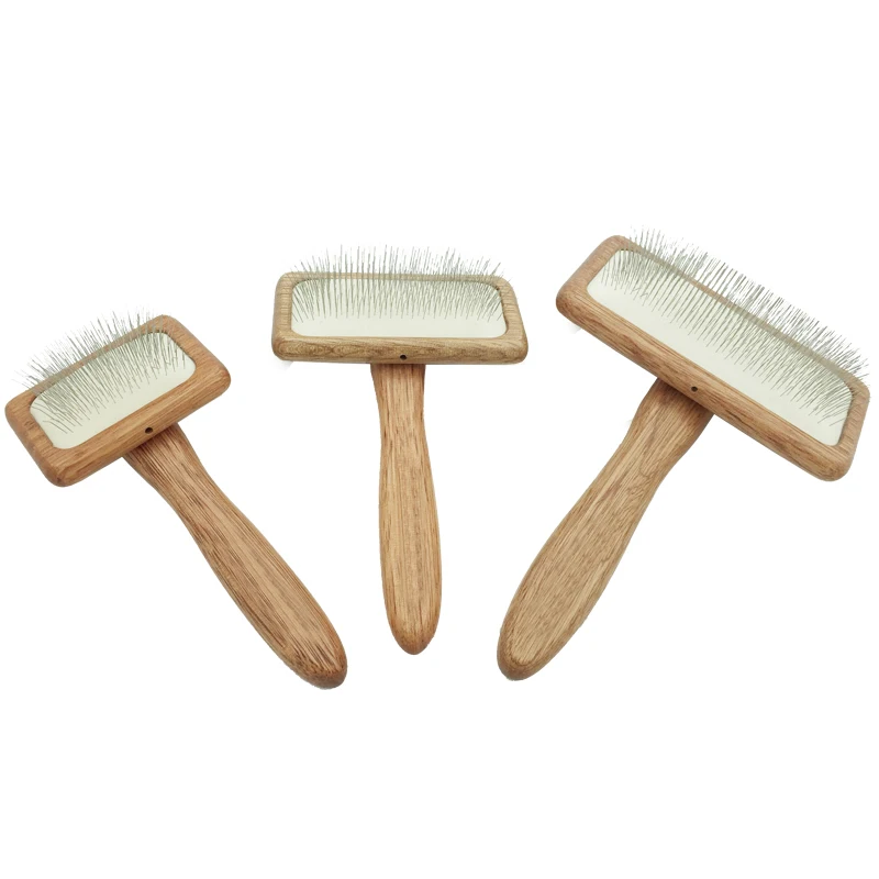 
High quality hot sale soft slicker dog wooden cleaning grooming brush 