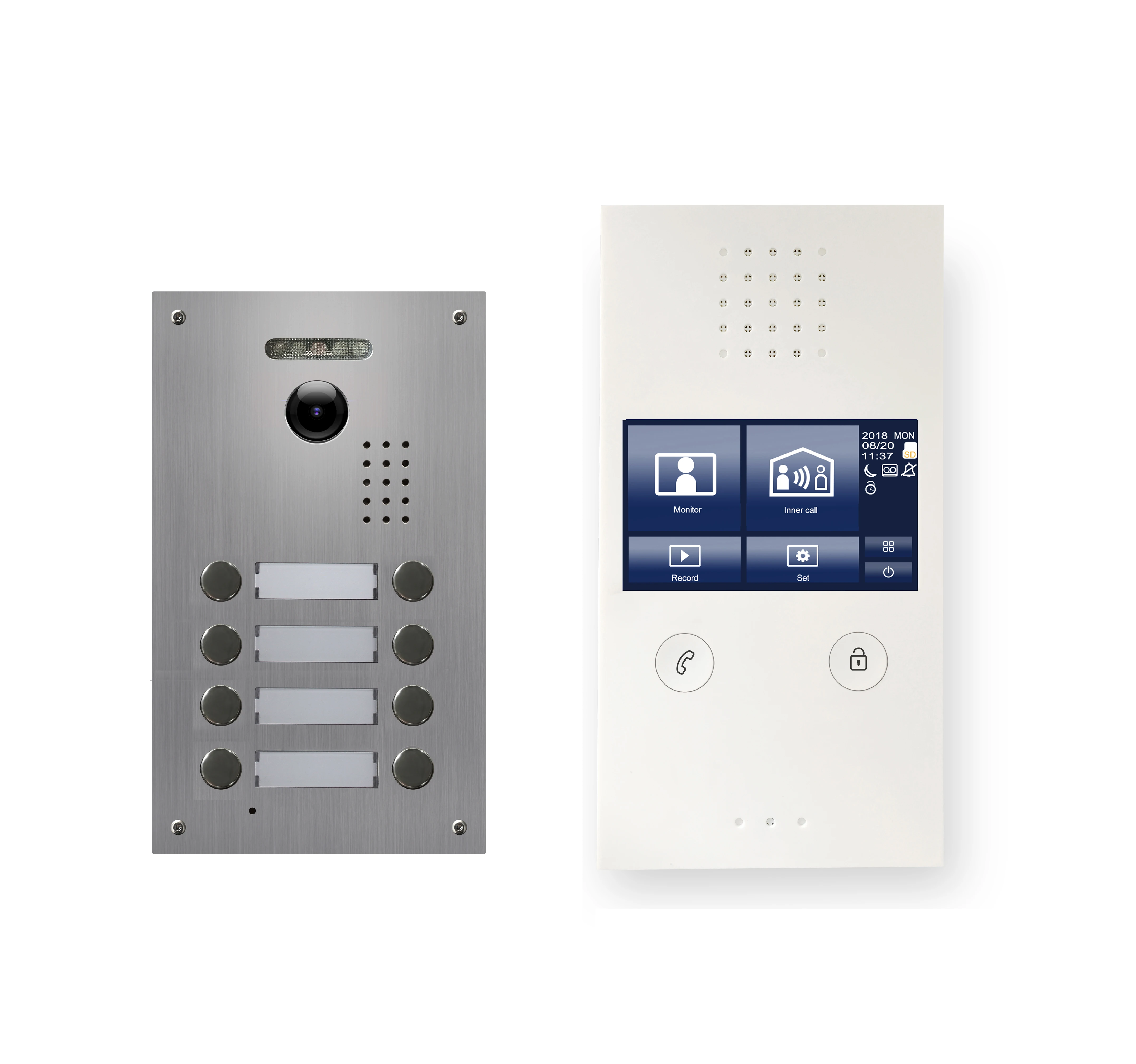 Apartment 8 Units Intercom Wired Video Door Phone Audio Visual Entry System 1V8