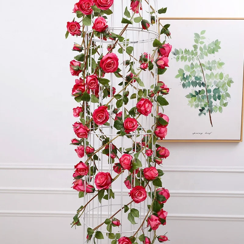 Factory Price Artificial Silk Rose Vine Flower Garland for Festival Decoration