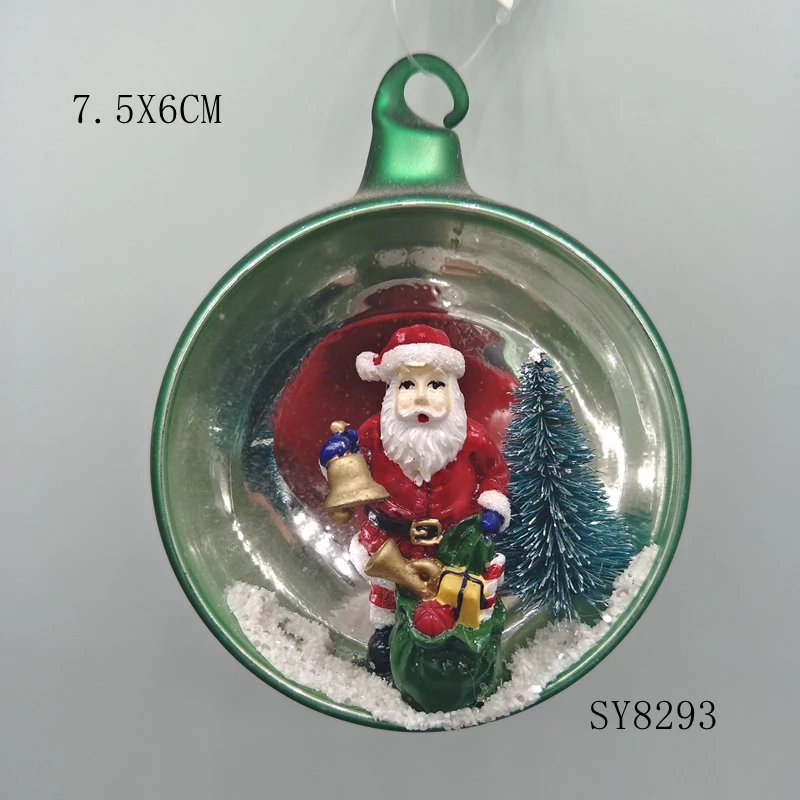 New design festival Christmas 8*8*8 cm Glass ball with resin Santa Claus and snowman inside For Party and Home Decoration