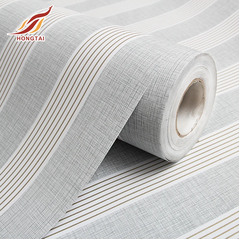 PVC self adhesive wall paper stripe waterproof decorative wallpaper for household