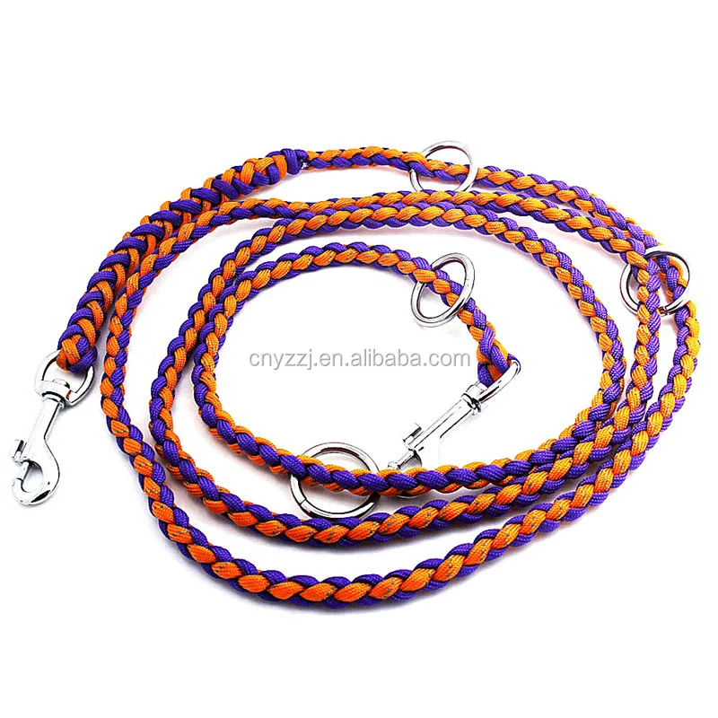 Reflective Braided Handmade Paracord Rope Dog Leash Patterns for Walking Collar and Hiking Sale