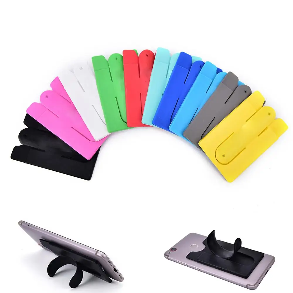 Custom Made Silicone Stick Credit Card holder Sets U-design Phone Holder with pocket