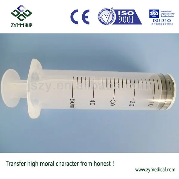 Одноразовые стерильный шприц 50 мл luer lock (прозрачный Поршень)