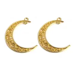 Factory price 41*30mm hollow crescent moon steel charms pendant for jewelry necklace bracelet making