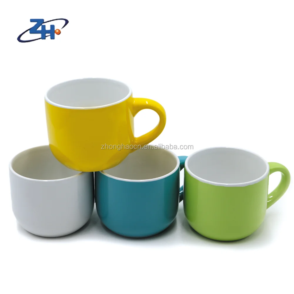 food grade glazed big round ceramic soup coffee mugs with outside color