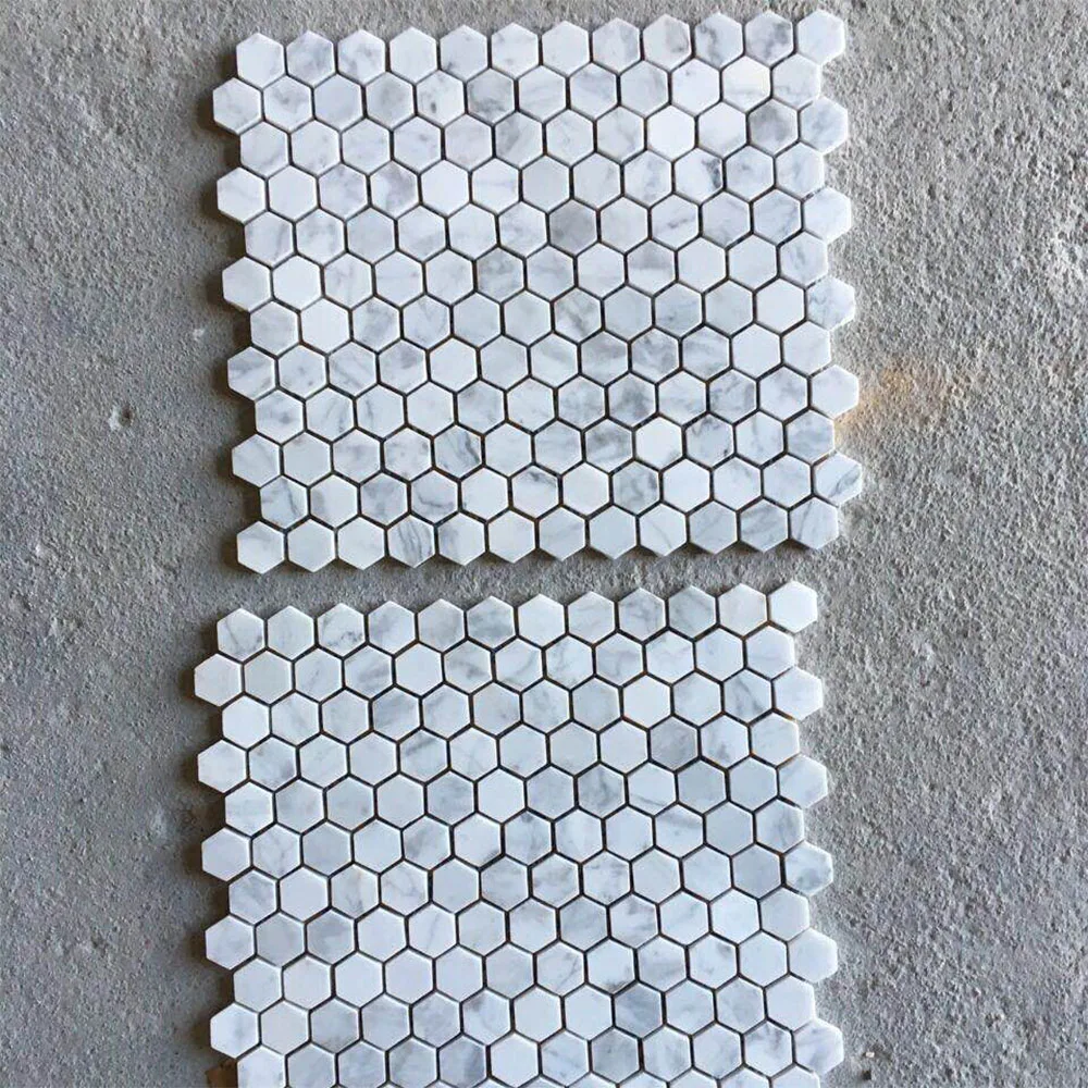 Мм 23 мм Чип Размер шестиугольник Carrara Белая мозаичная плитка